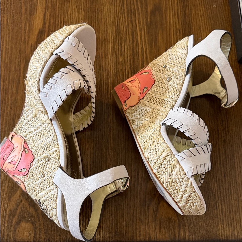 Coach beige and Pink Espadrille Wedges